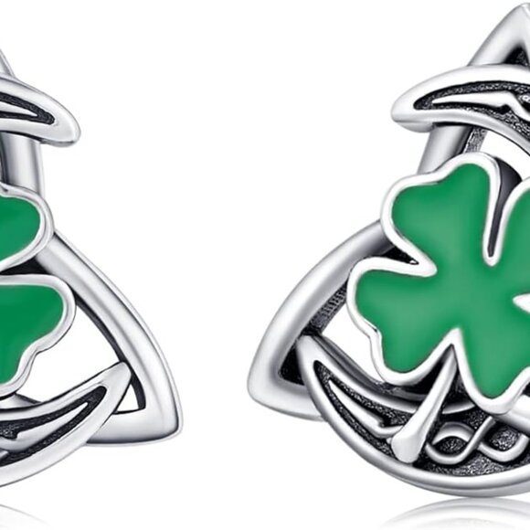 Celtic Moon Stud Earrings 925 Sterling Silver Crescent Earrings Celtic Knot Tria